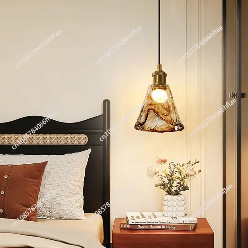 Medieval Amber Cloud Glass Bedroom Bedside American Retro Chandelier Aisle Light