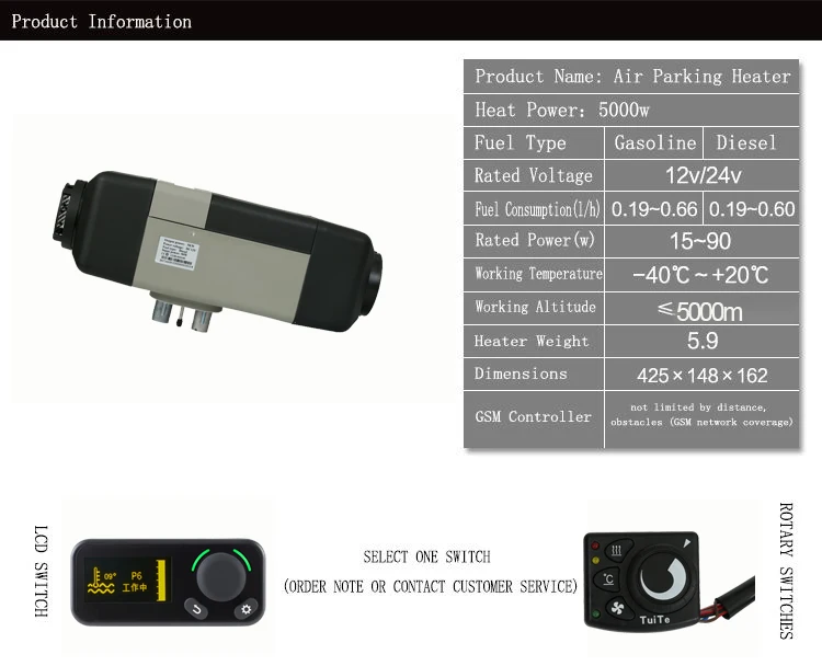 Webasto Air Parking Heater Petrol/diesel Air Heater 5kw 12/24v Support Bluetooth For RV Truck
