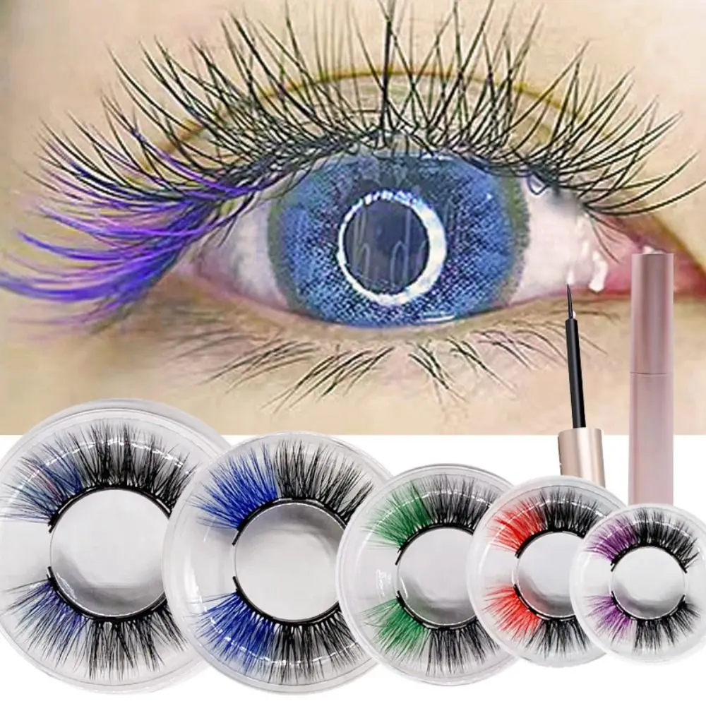 

Beautiful Hand-made Magnetic Eyelash Fluffy Reusable 5D Mink Lashes Colored Natural False Eye Lashes Women