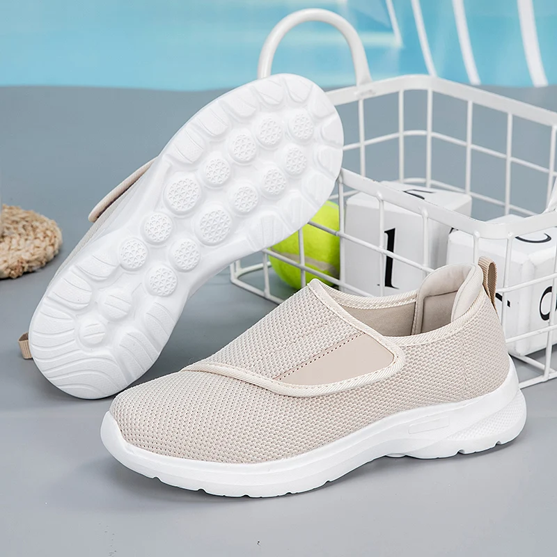 Light Casual Walking Shoes, Breathable Non Slip Shoes For Middle-aged And Elderly People, Adjustable Elastic Shoes, Novel Spring