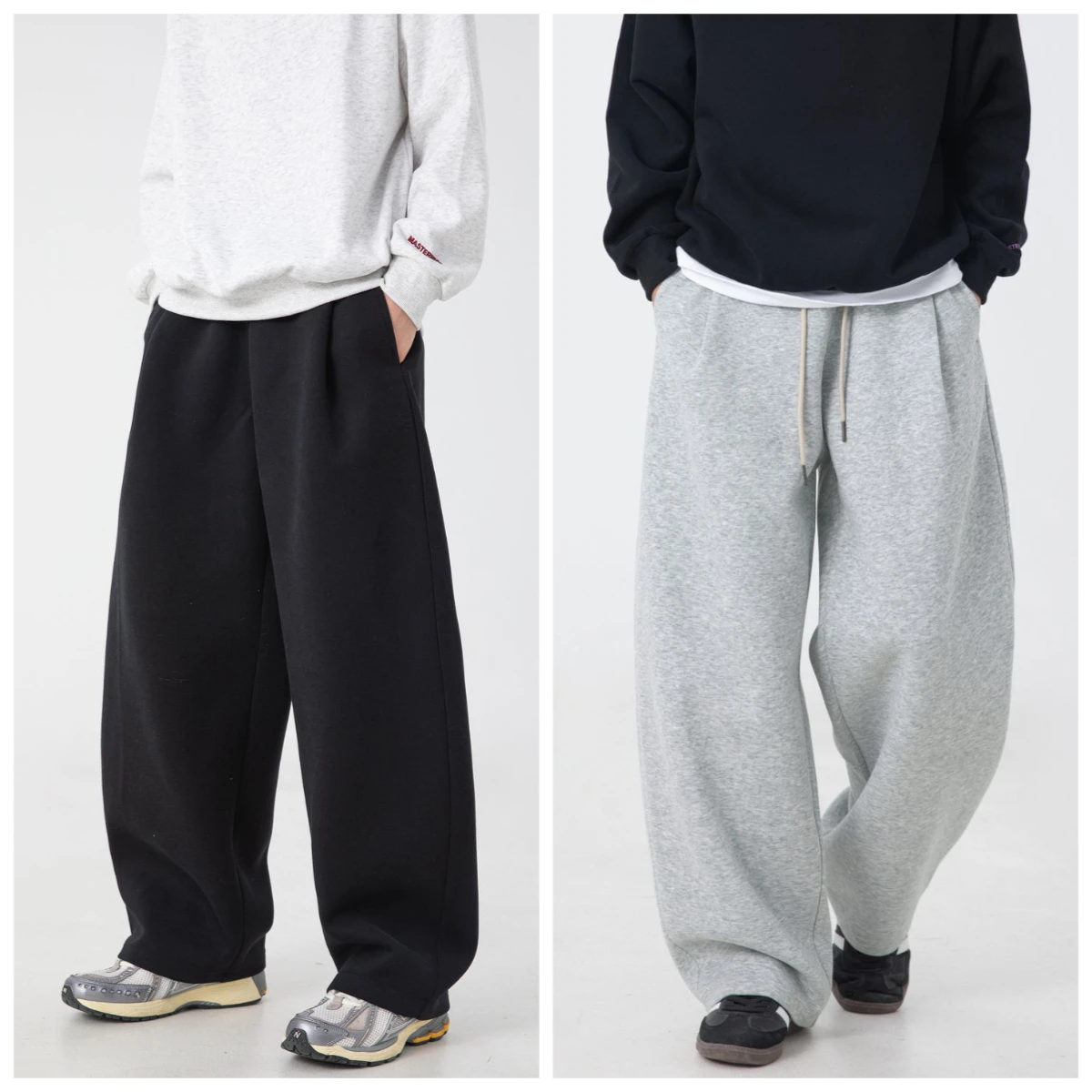 

Retro Streetwear Brand's Heavyweight Silhouette Drape Sweatpants for Men, American Loose and Versatile Wide-leg Sportswear Pants