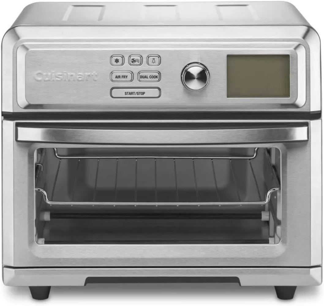 Air Fryer Toaster Oven, Digital Display, Digital 1800 Watt, Adjustable Temperature and Controls, Stainless Steel, TOA-65,Silver