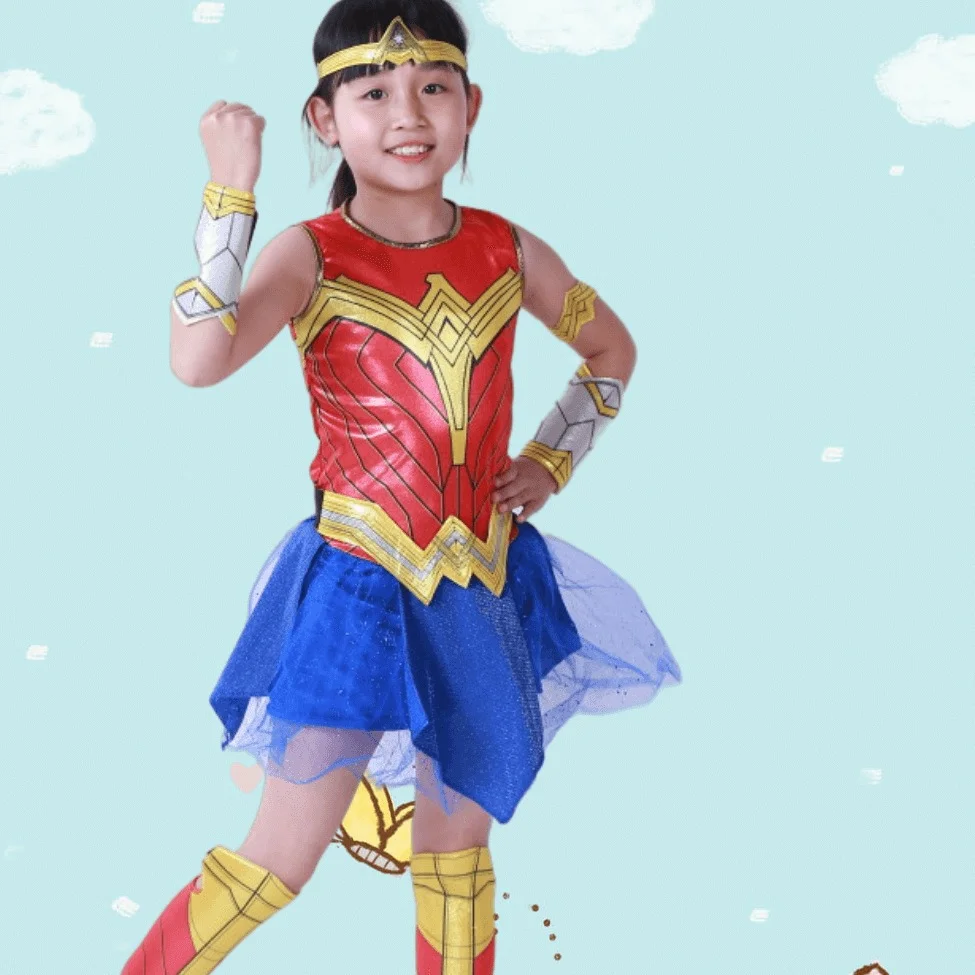 Cospplay Anime Deluxe niño amanecer de la justicia mujer maravilla chica superhéroe Halloween Cosplay fantasía disfraces disfraces