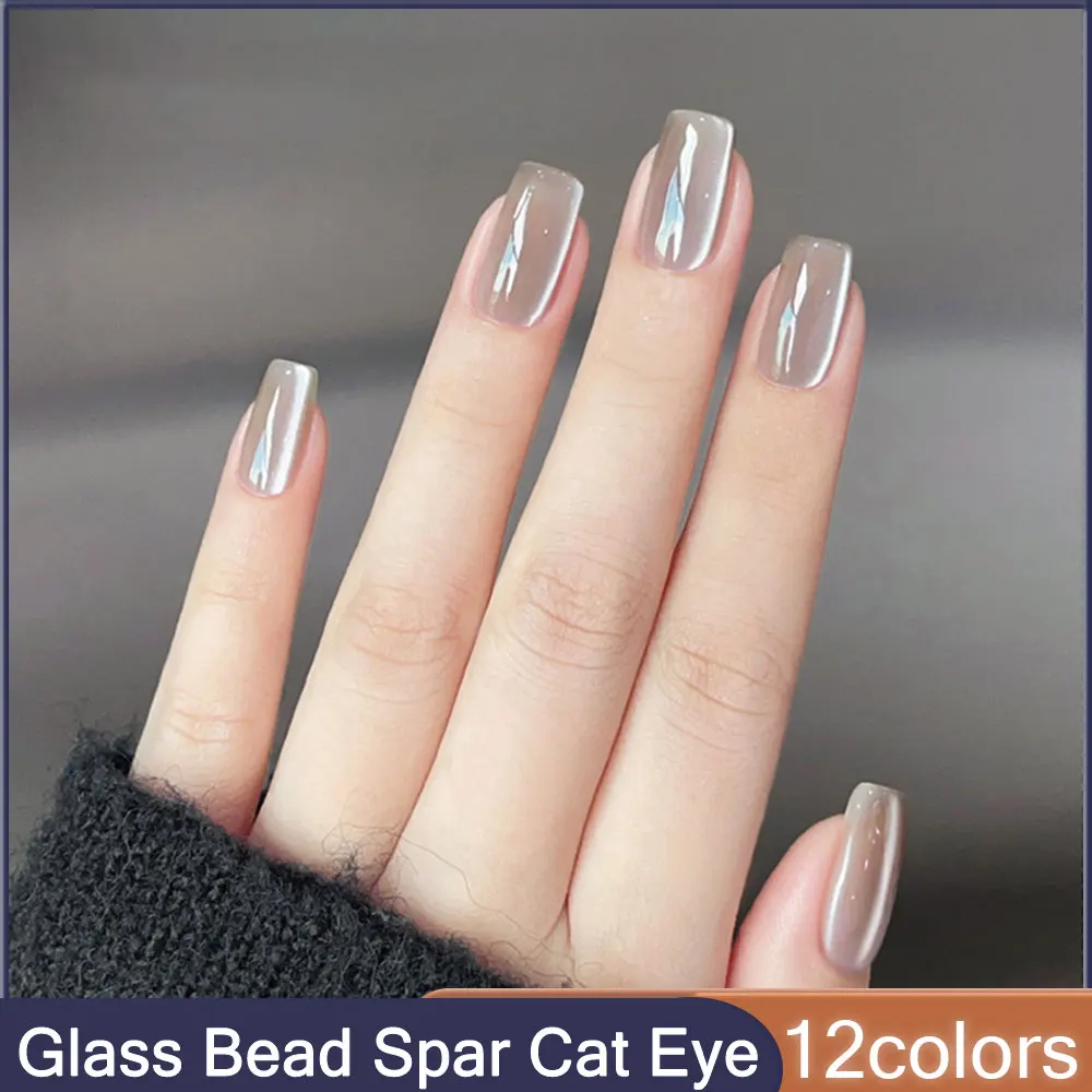 Glass Bead Flash Ceramics White Spar Cat Eye Gel Nail Polish 10ml Magnetic Gel Nude Color Semi Permanent Soak Off Nail Polish