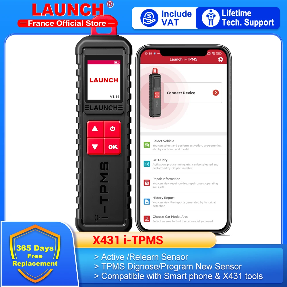 LAUNCH-Detector de presión de neumáticos X431 i-tpms TSGun TPMS, herramienta de diagnóstico con sensores de programación, activación, reaprendizaje, funciona con X431 PRO Elite