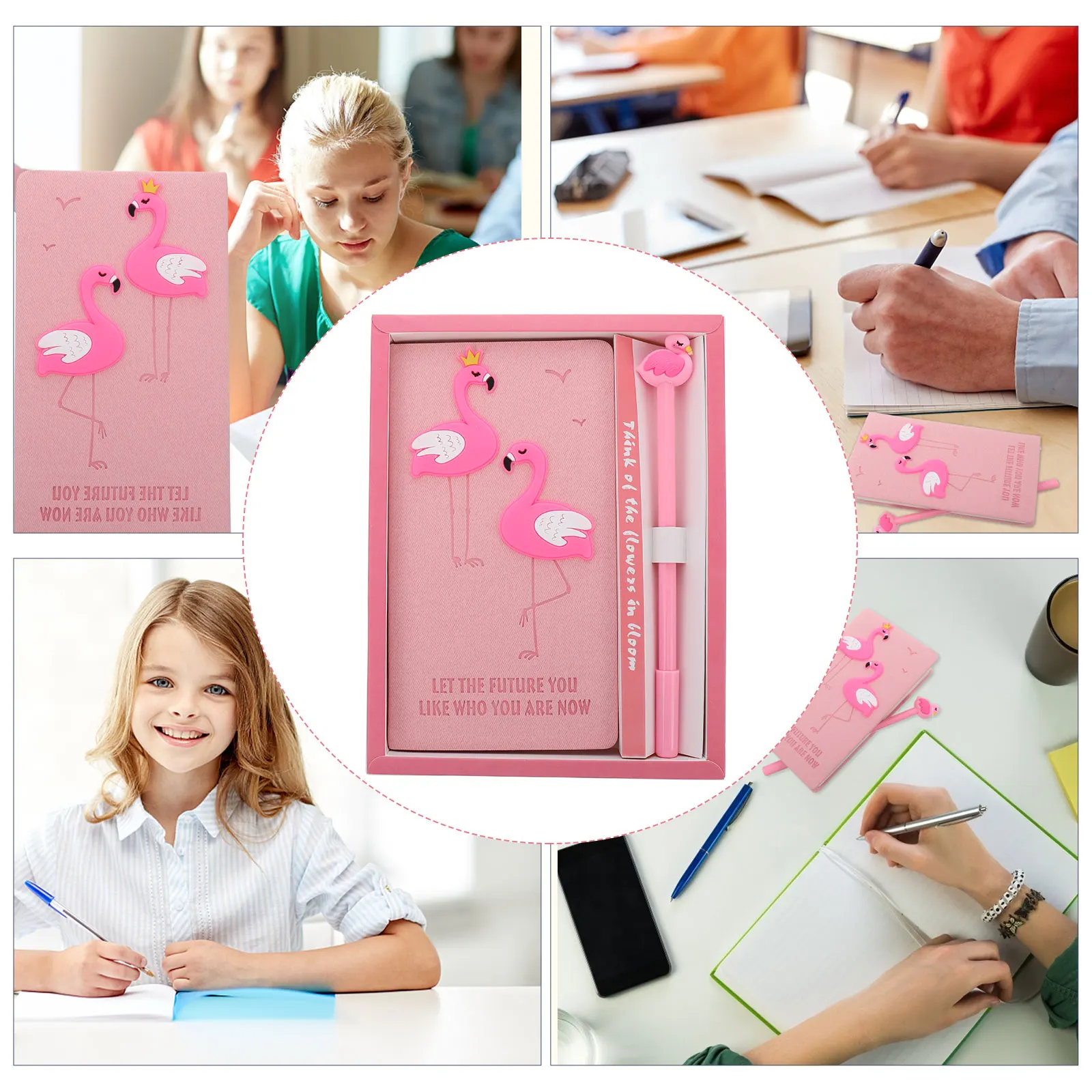 

Flamingo Notebook Notepad Gift Journal Cartoon Diary and Pen Paper Student Notebooks