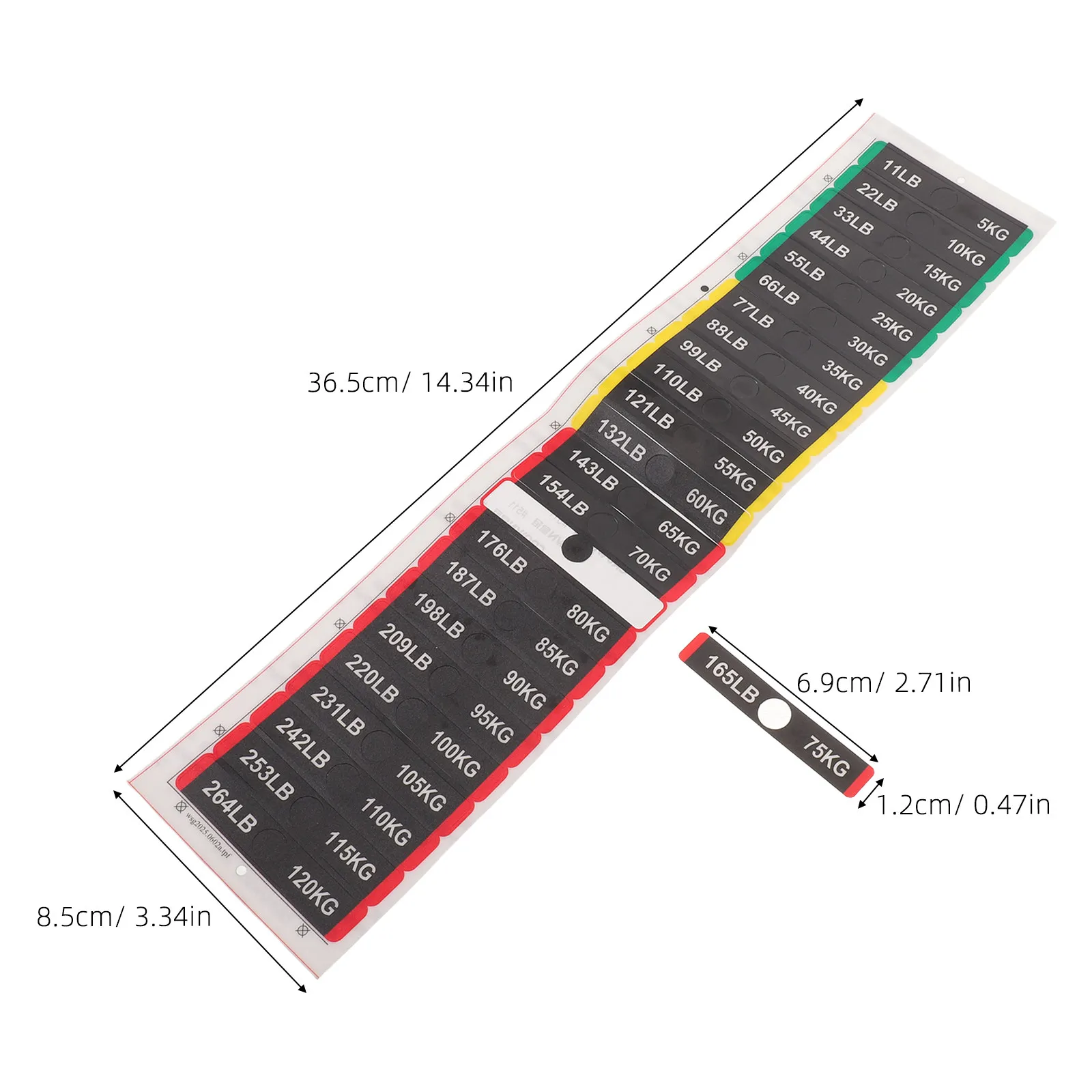 1Sheet Fitness Equipment Weights Stickers Self-Adhesive Weight Labels 11-264 Lbs 5-120 Kg Number Stickers for Gym Cable Machine view 2