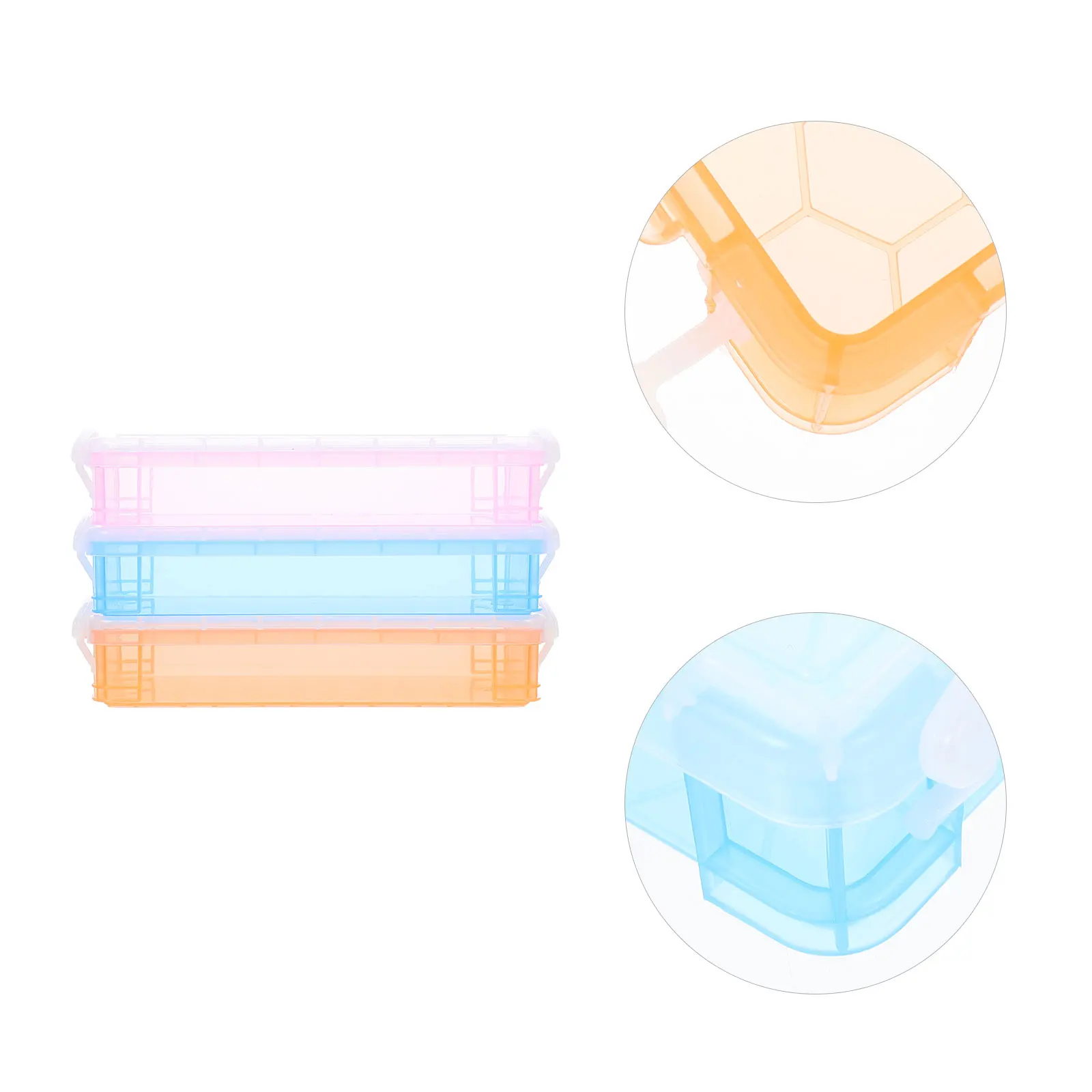 

3pcs Plastic Box Kids Stationery Storage Box Students Pencil Holder Pen Organizer Large Capacity Lightweight Portable Stationery