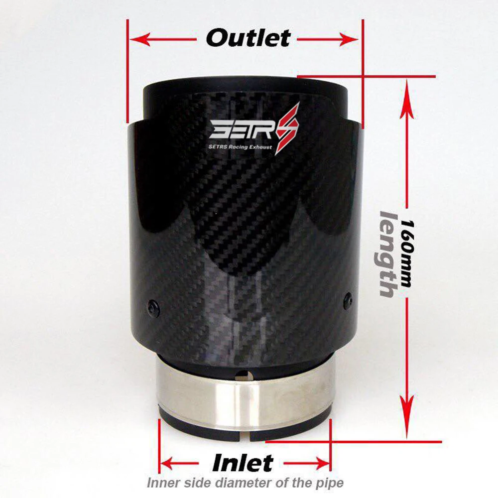1Pc  Matt Black Exhaust Pipe Twill Glossy Fiber Carbon Car Modified  Nozzles Tails Muffler Tip With Setrs Logo