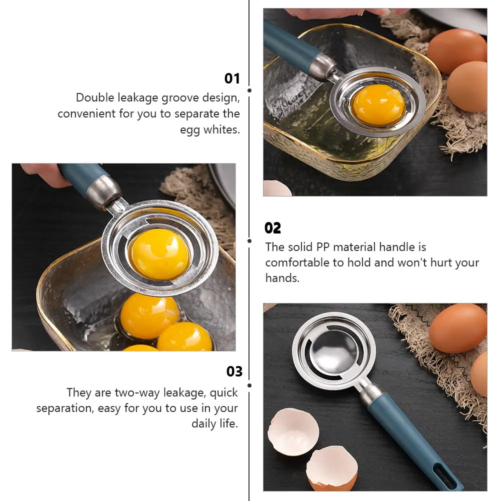 

2pcs Egg White Separators Double Leakage Groove Design Protein Separation Tools Kitchen Gadgets Pp Handle Sky-Blue Easy Storage