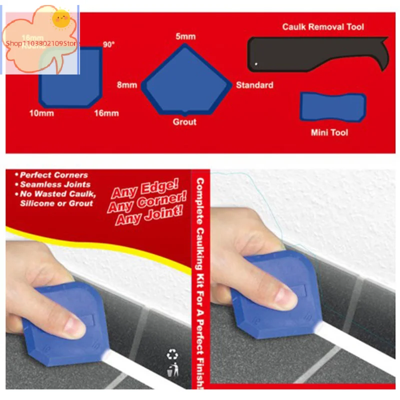 4Pcs/set Window Door Sealant Spreader Caulking Tool Kit Spatula Scraper Cement Caulk Removal Tool Finishing Sealant Grout