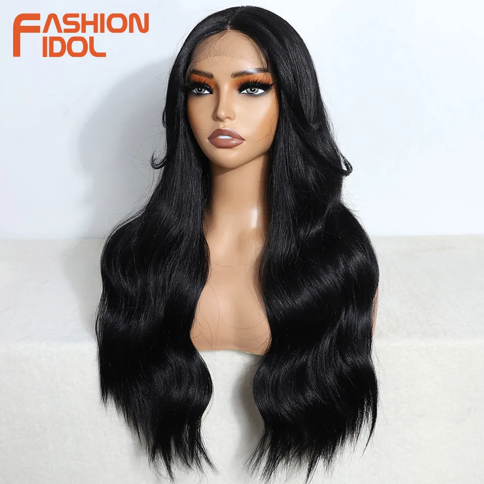 موضة المعبود 26 بوصة الجزء الأوسط الدانتيل الباروكات تأثيري الجسم موجة الباروكات الاصطناعية ألياف مقاومة للحرارة للشعر المستعار اليومي الطويل للنساء