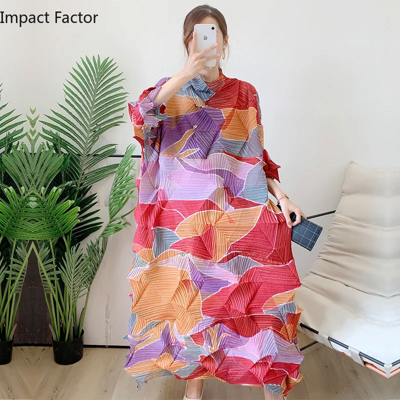 

Женское Плиссированное Платье До Колена, свободное плиссированное платье в западном стиле с градиентными цветами и алмазами, новинка весны 2024