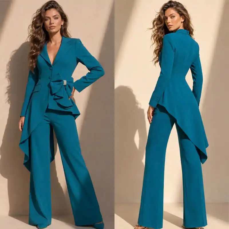Unique Design Women Suits 2 Pieces Jacket Pants Single Breasted Bow Formal Banquet Party Customized платье на выпускной