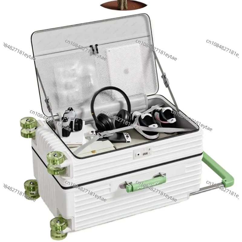 

Side open lid suitcase expandable wide trolley suitcase 20 inch boarding trolley password