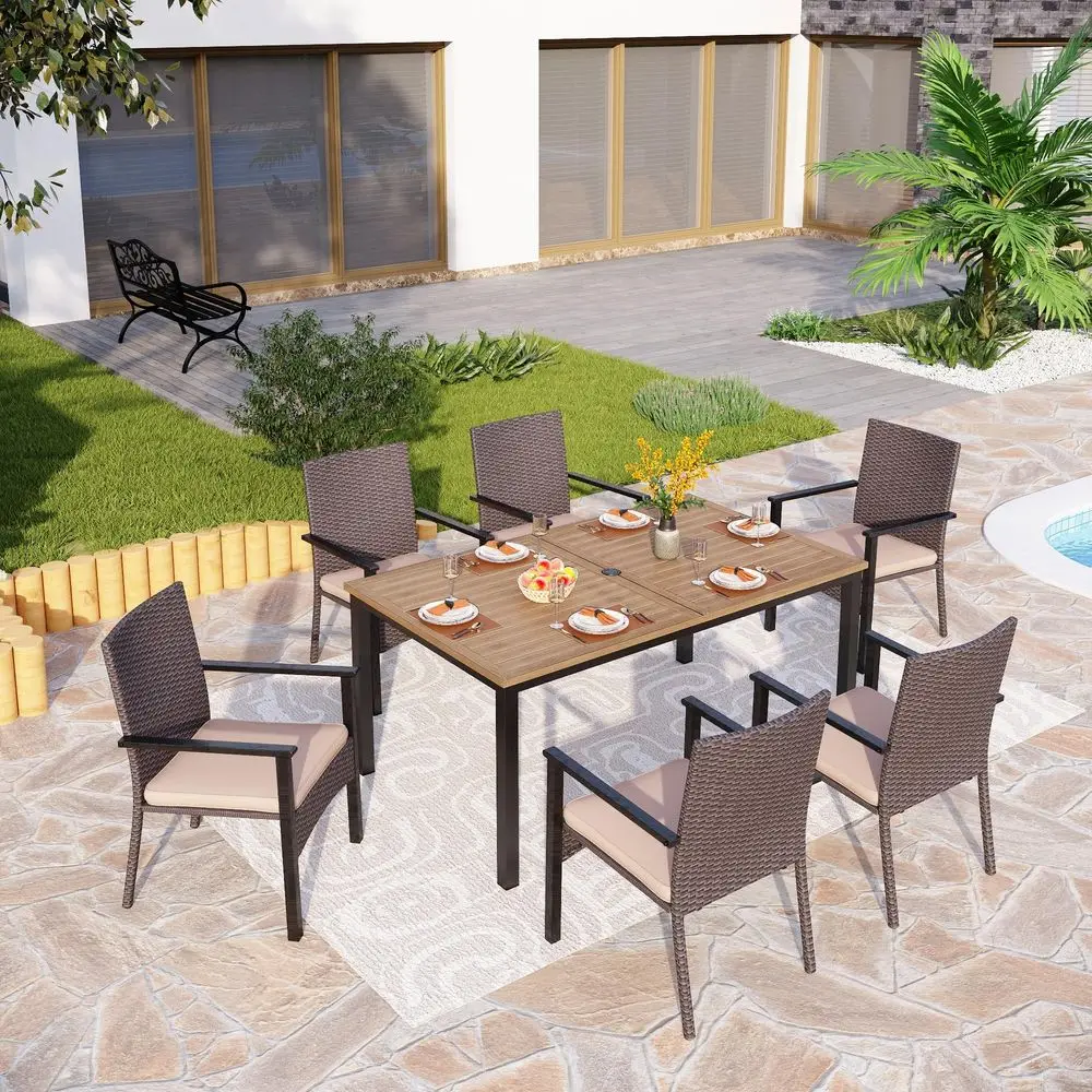 64 Rectangle Outdoor Dining Table, Patio Furniture Woodlike…