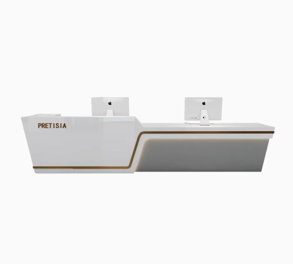 reception counter solid surface Modern style unique design custom office counter reception desk