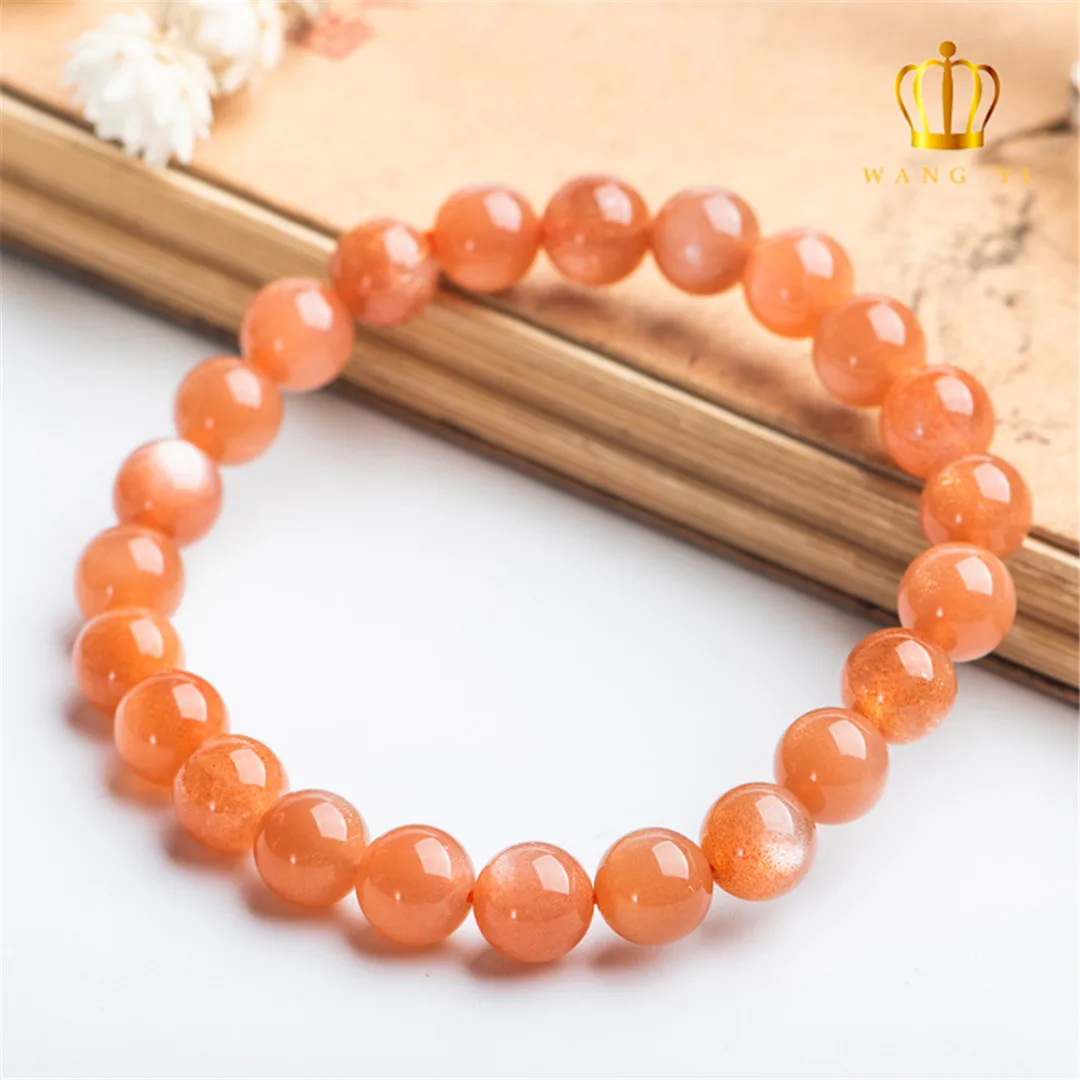 

Natural Orange Moonstone Sunstone Stone Jewelry Bracelet For Women Man Wealth Healing Gift Crystal Beads Strands AAAAA 7-10mm