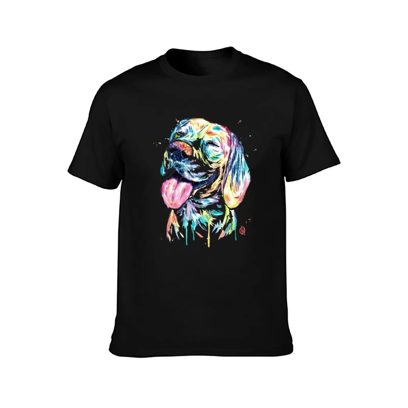 Beagle Watercolor Dog Painting T-Shirt Plus Size Solid Color T-Shirt