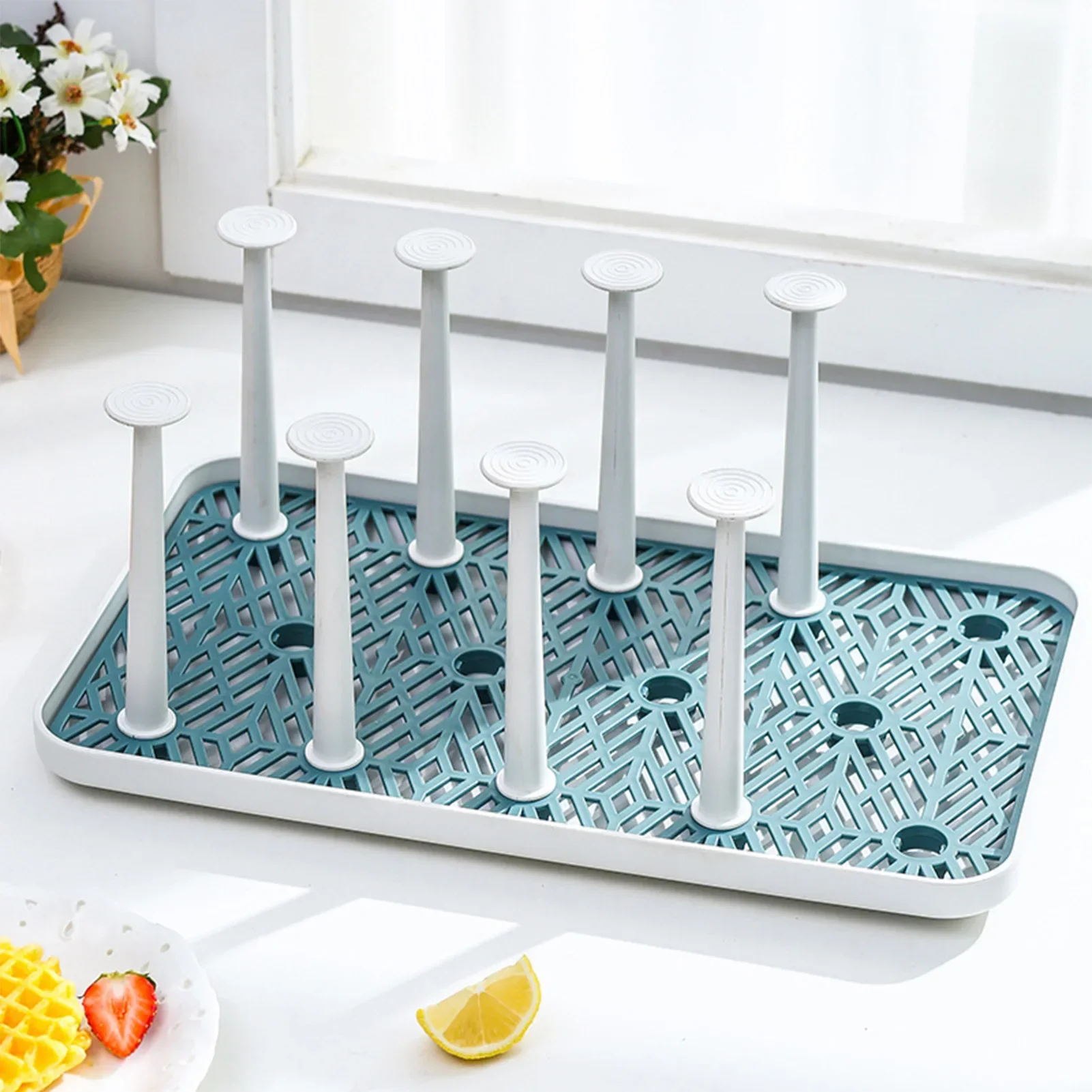 Cup Drying Rack Dust-proof Glass Cup Drainer Holder Stand Detachable Bottle Dish Drying ShelfStorage Tray Kitchen Supplies