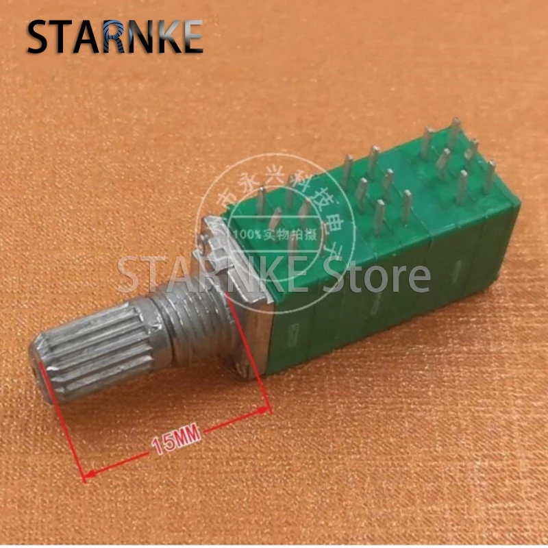 1PCS RK097G 097 Type Amplifier Audio Volume Adjustable Sealed Potentiometer B10K B50K 6 Link 18 Pin Flower Shaft Length 15MM