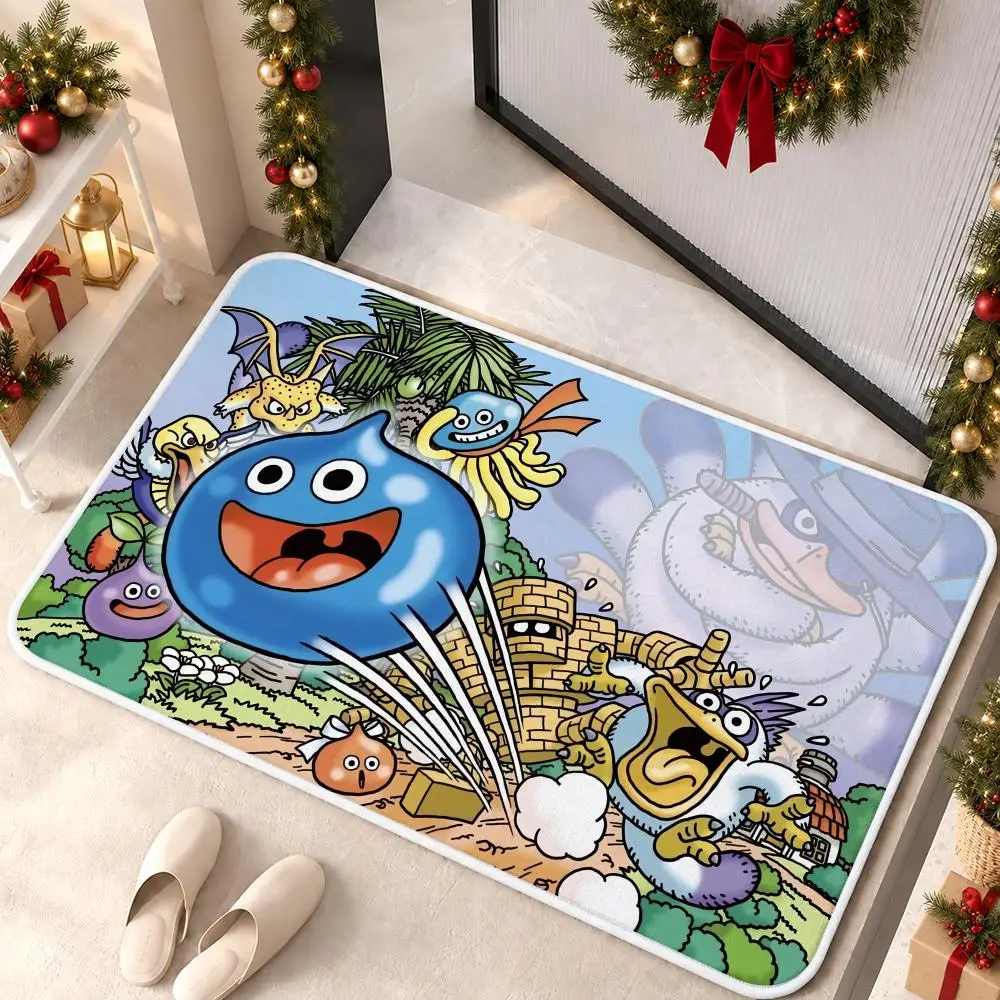 Cute Game D-Dragon Quest Heroes Slime Floor Mat Soft Non Slip Flannel Door Mat for Bathroom Kitchen Bedroom Home Decor