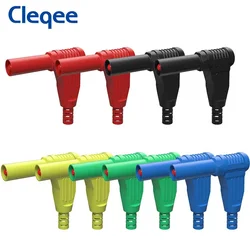 Cleqee P3014 10PCS Right Angle 4mm Banana Plug 90 Degree Insulated Connectors Solder Type DIY Adapter Multimeter Part