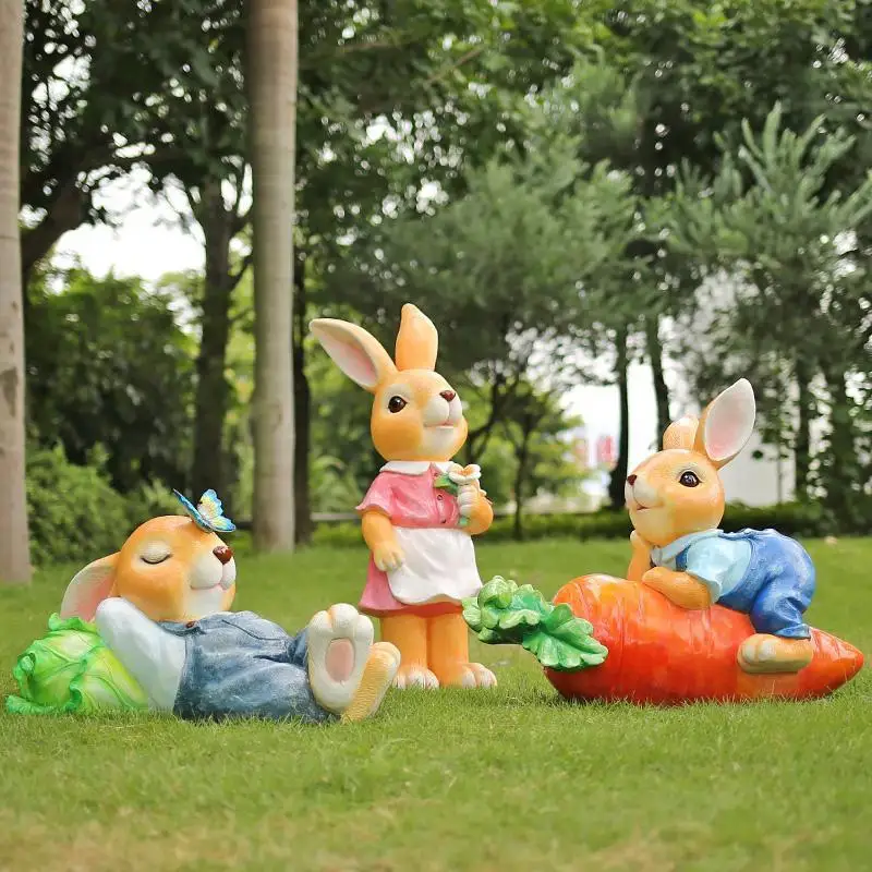 Rabbit Sculpture Landscape Decoration Cartoon Doll Shopping Mall Outdoor Lawn Kindergarten Decoration Simulation Animal