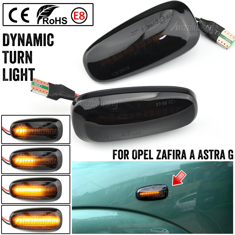 Dynamic LED Fender Turn Signal For Opel Astra G 1998-2009 Zafira A 1999-2005 Side Marker Lights lamps 2000 2001 2002 2003 2004