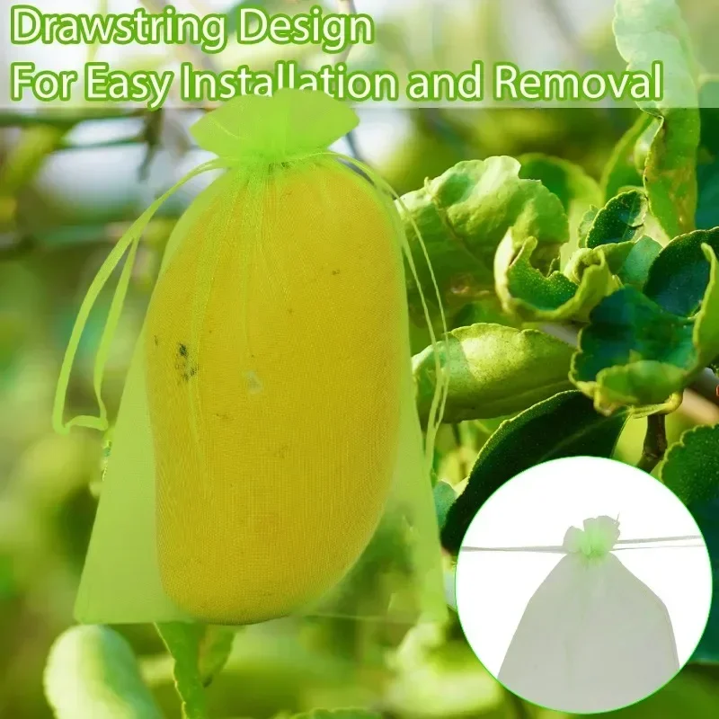 10/100 قطعة أكياس حماية الفاكهة العنب شبكة حقيبة مكافحة الطيور مكافحة الآفات الخضار الفواكه شبكة يغطي مع الرباط أدوات الحدائق