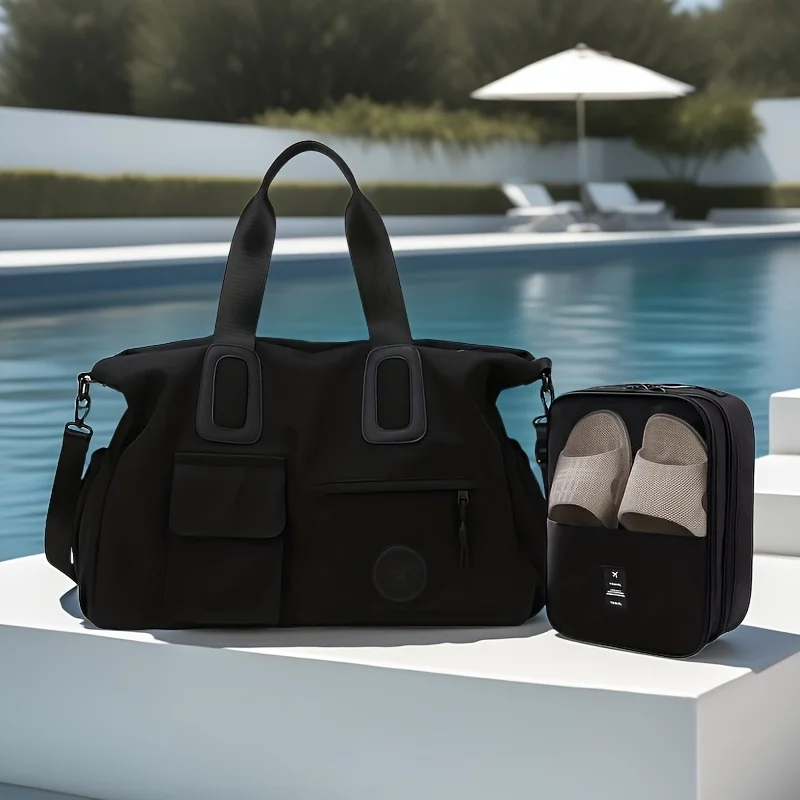 [حقيبة سفر ذات سعة كبيرة] حقيبة سفر ذات سعة كبيرة، حقيبة حمل خفيفة الوزن، حقيبة رياضية مع حزام كتف