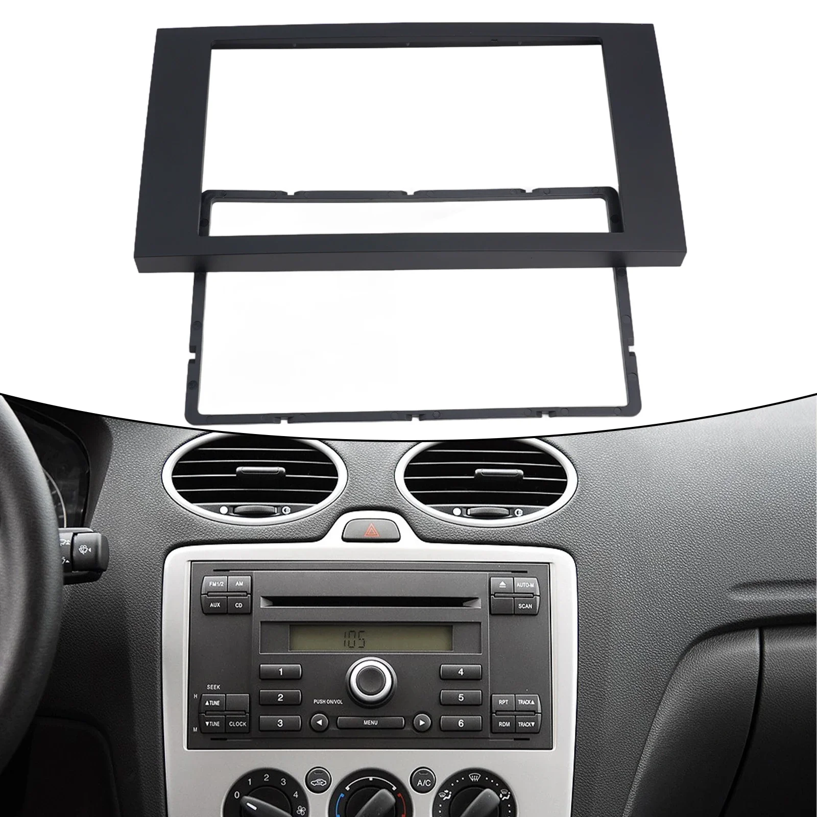 10) Double Din Stereo Fascia Panel Frame Trim for Ford For Focus CMax Fusion Factory Specifications Easy Installation