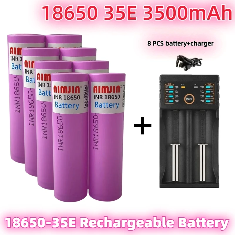 

3.7V 3500mah 18650 Battery For Samsung 35E INR 18650 20A Lithium Lon Battery Replacement External Battery+Charger