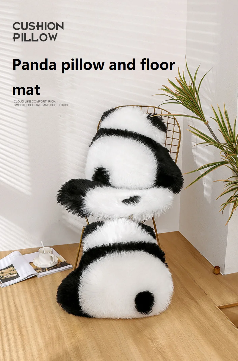 Imitation Wool Plush Panda Pillow Vitality Panda Cushion Household Sofa Chair Universal Pillow Living Room Bedroom Floor Mat