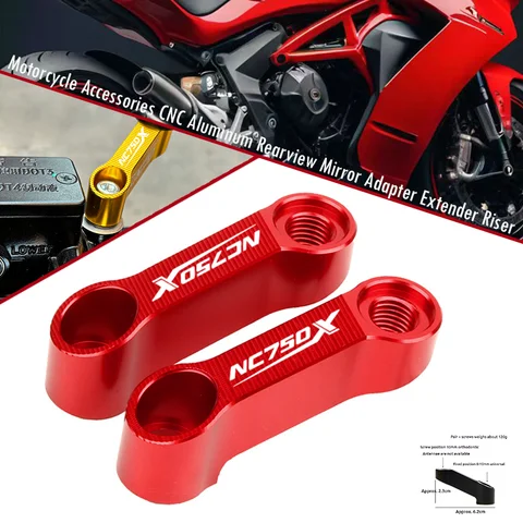 För HONDA NC750 NC700S NC750X Tillbehör NC 750 X Backspegelförlängare Motorcykel Aluminium Spegelförhöjare Fäste 10 best sales Honda NC 750 x 2021 - №8