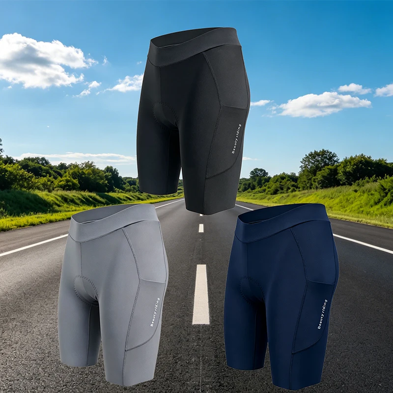 Bretelle Ciclismo Homem Radlerhose mit 2 Taschen, Sommer Pro Team MTB Rennrad-Shorts, Fahrrad-Radlerhose, Slim Fit