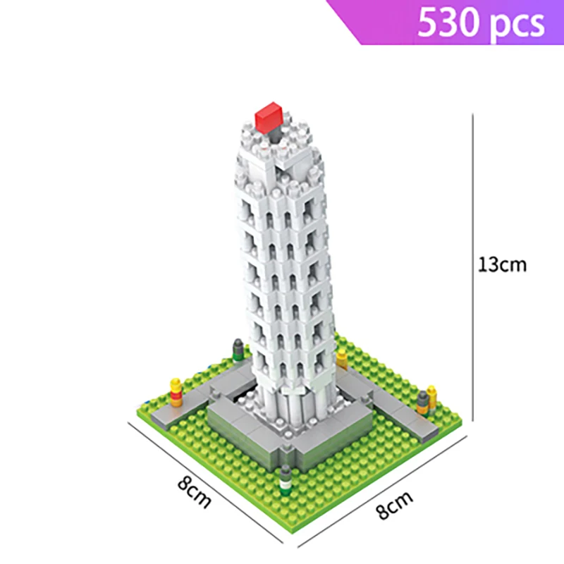 Mini Architecture Blocks Pyramid Model Building Kits Leaning Pisa Eiffel Tower Big Ben Micro Bricks Expert Sets Rome Colosseo