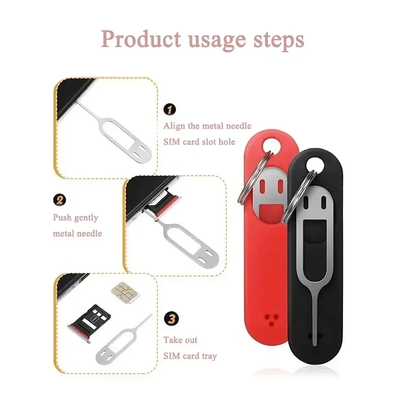 SIM Card Key Removal Pin Creative Keychain Anti-lost Removal Tool Accessories Suitable for Smartphone Tablet Card Tray Opening