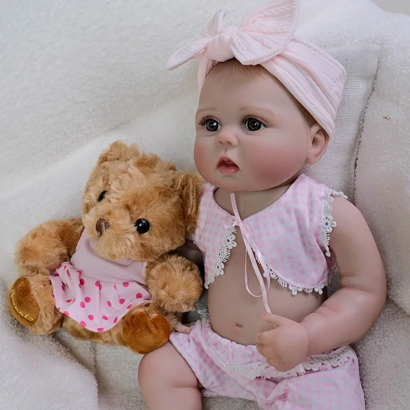 全身ビニールベベルーシュリアルなリボーンベビードールかわいい赤ちゃん多層塗装3Dスキン手描き髪19インチ