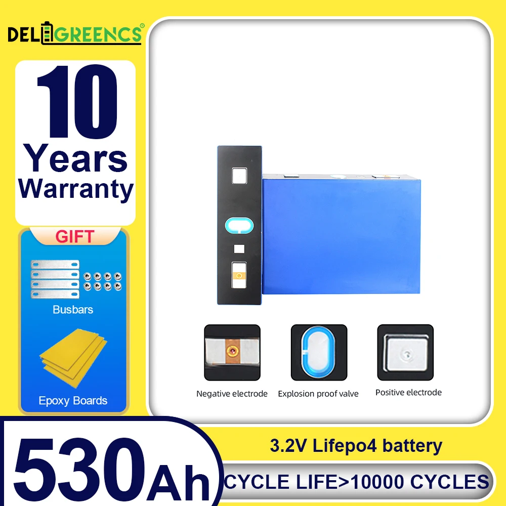 CATL 3.2V 530Ah High Capacity Lifepo4 Prismatic Rechargeable Batteries 12V 24V 48V For Solar Energy Storage Boat RV Power Supply