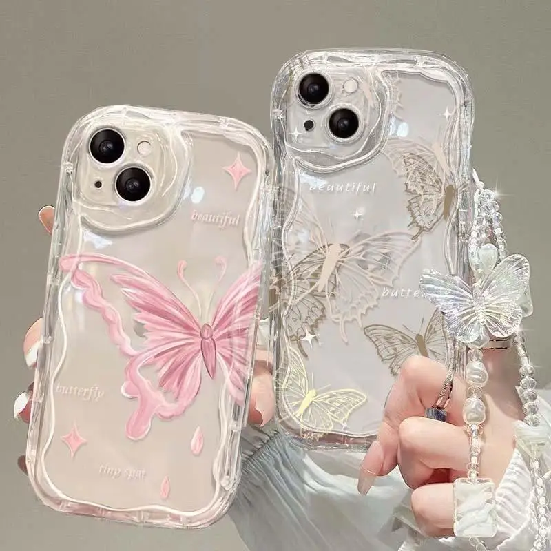 Butterfly Chain Case for VIVO Y03 Y28 Y17S Y21 Y19 Y17 Y11 Y20 Y22S Y02S Y76 Y35 Y36 Y77 Y55 Y78 Plus Y33T Y33S Y21S Y93 Y100