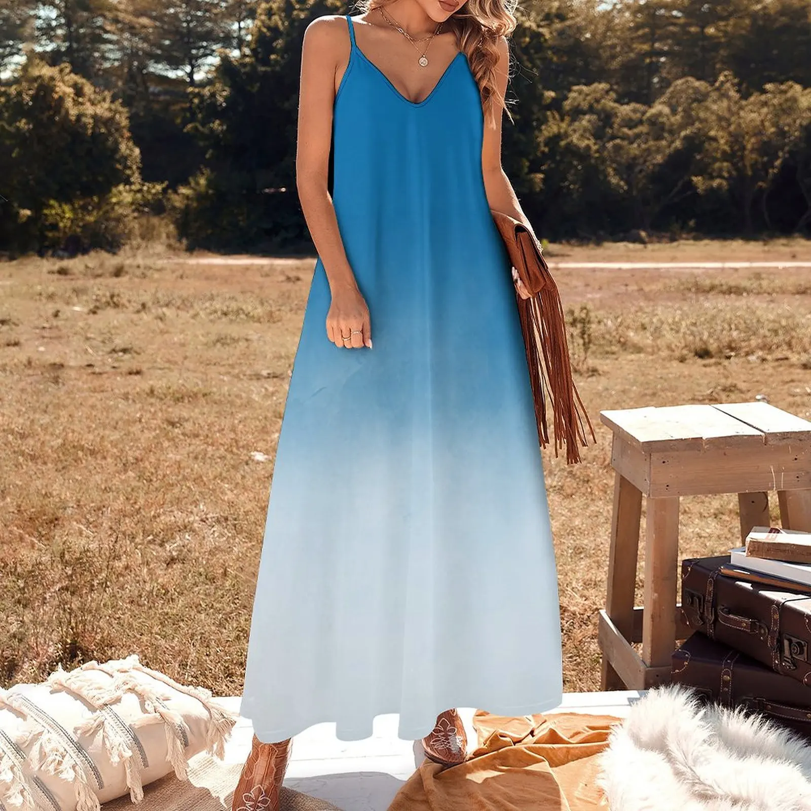 Ombre Sleeveless Dress summer dress daily Evening gown