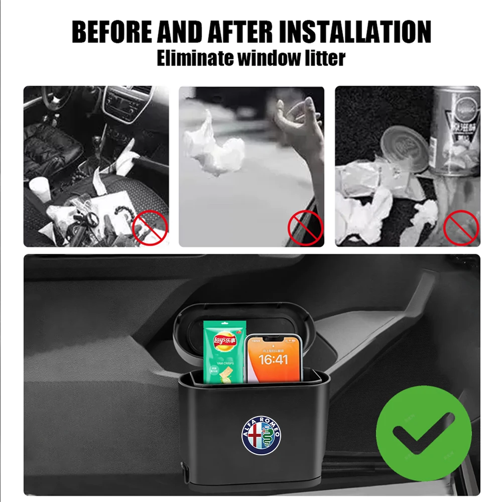 Plastic Car Trash Can Garbage Dustbin Storage Box Auto Accessories For Alfa Romeo Giulietta GT 159 147 156 Mito Brera Giulia F1