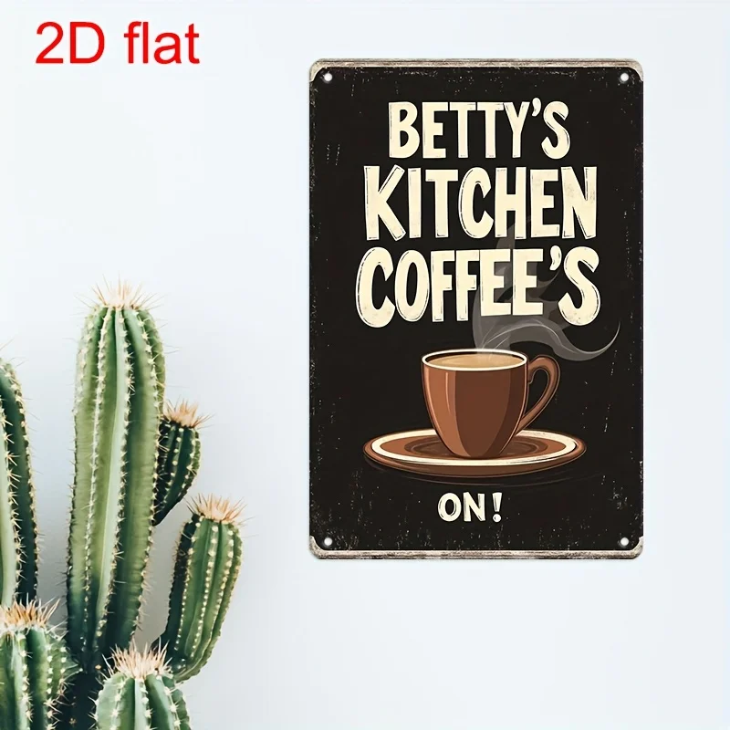Retro Metal Wall Sign - Vintage Coffee Shop Decor with Steaming Cup Art & 