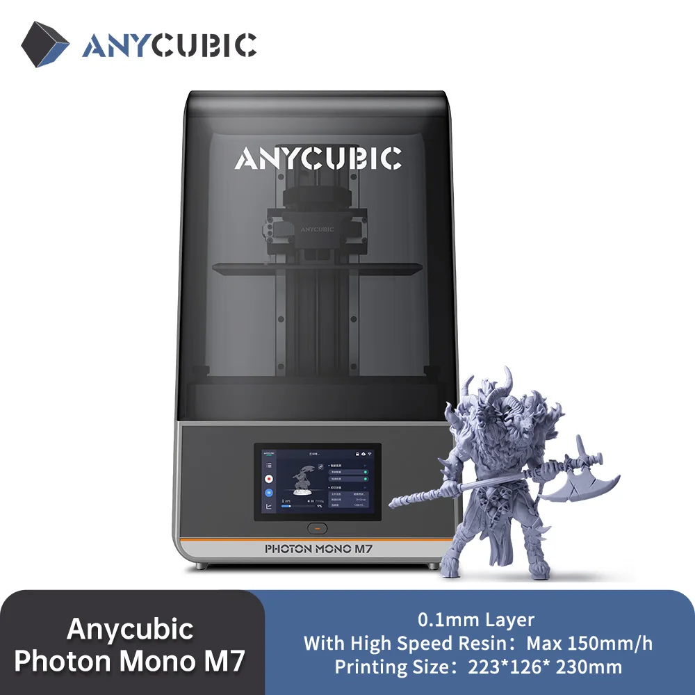 

3D принтер ANYCUBIC Photon Mono M7 14K Mono MSLA, 10 дюймов, 14K, ЖК-дисплей, скорость печати до 150 мм/ч, размер печати 223*126*230 мм