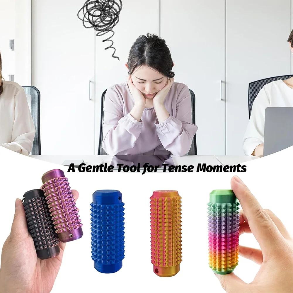 

Spiky Fidget Roller Toy for Adults – Anti-Stress Keychain Massager for Anxiety Relief, Sensory Focus and Pain Stim