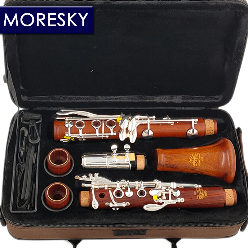 MORESKY czerwone drewno profesjonalne Klarnet palisander Bb Silver Plated17 klucze Mopane Sib Klarnet M13(OEM)