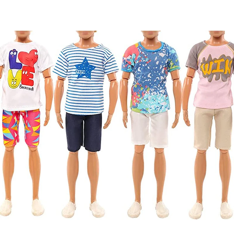 Fashion 8 Pieces/set Ken Doll Clothes Daily Outwear 4 Tops +4 Shorts Dolls Casual Wear Clothes