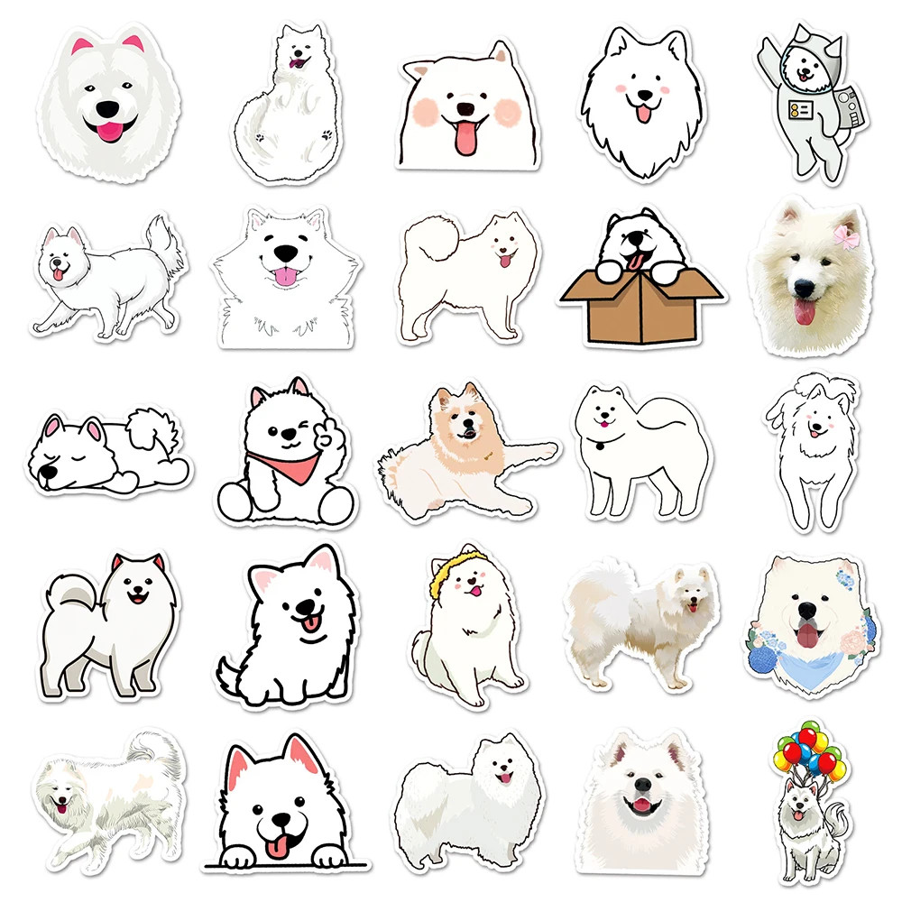 10/30/50Pcs Samoyed pies naklejki Anime kreskówka z uroczymi zwierzętami naklejka motocyklowa Laptop Notebook walizka PVC zabawki dla dzieci