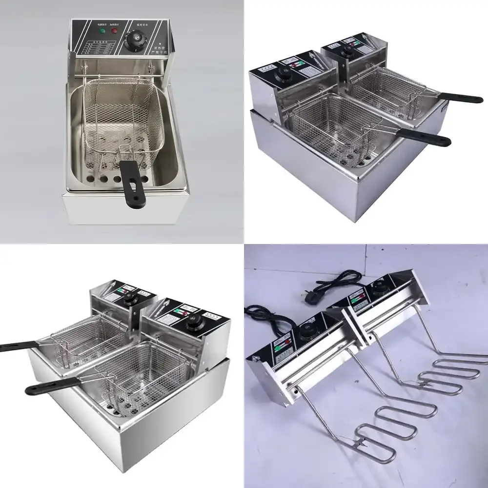 

2026-Stainless Steel Electric Deep Fryers 2 Tank 2 Basket Commercial Potato Chip Commercial Deep Fryer